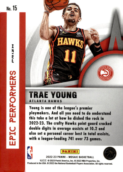 Trae Young 2022 - 23 Panini Mosaic Epic Performers Green Prizm #15 - Collector Store LLC