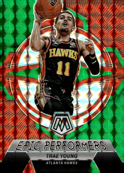 Trae Young 2022 - 23 Panini Mosaic Epic Performers Green Prizm #15 - Collector Store LLC