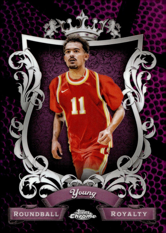 Trae Young 2024 Topps Chrome Roundball Royalty Purple Refractor #RR - 21 - Collector Store LLC