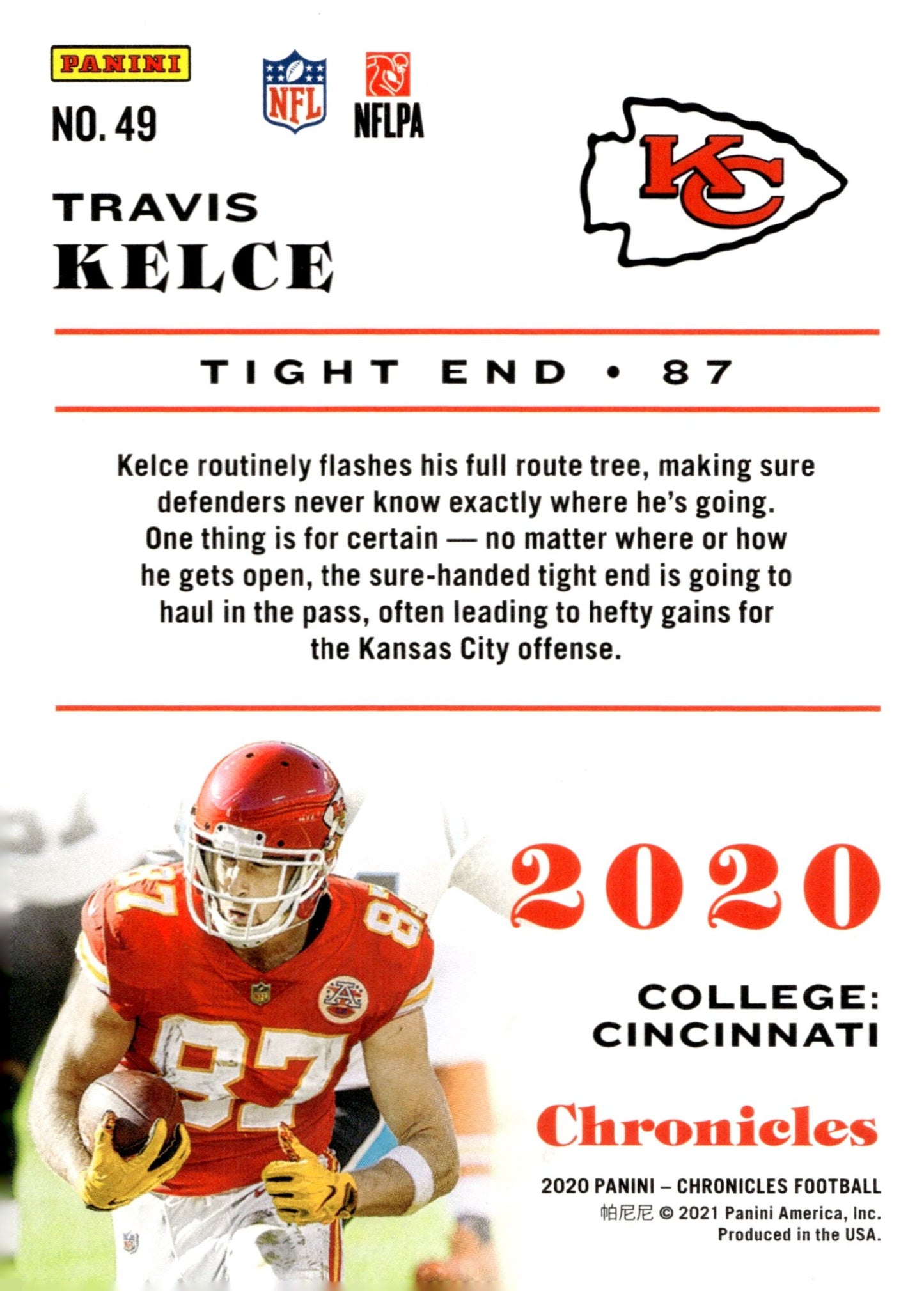 Travis Kelce 2020 Panini Chronicles #49 - Collector Store LLC