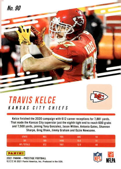 Travis Kelce 2021 Panini Prestige Xtra Points Laser Holo #90 - Collector Store LLC
