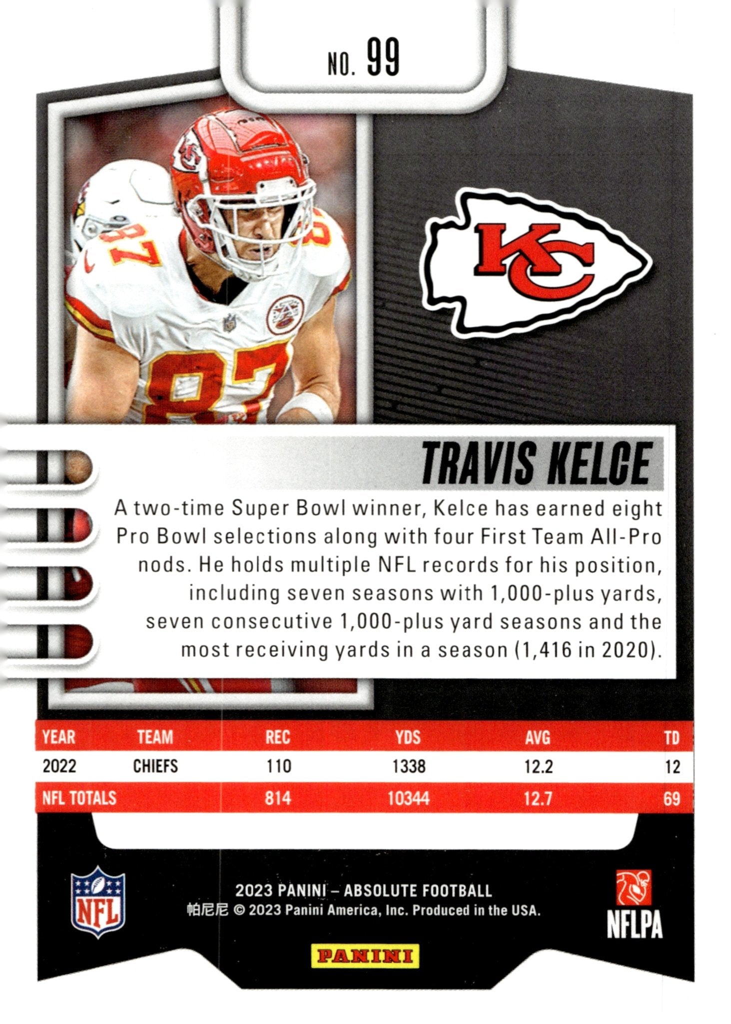 Travis Kelce 2023 Panini Absolute #99 #2 - Collector Store LLC