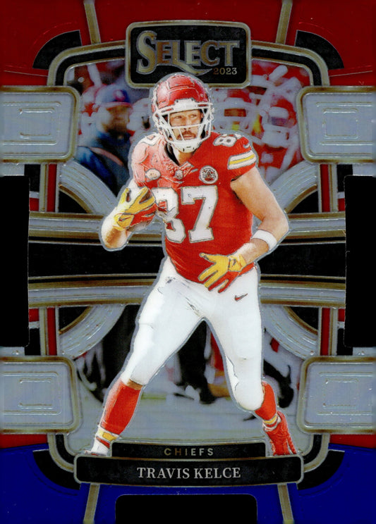 Travis Kelce 2023 Panini Select Die - Cut Red White & Blue Prizm #50 - Collector Store LLC