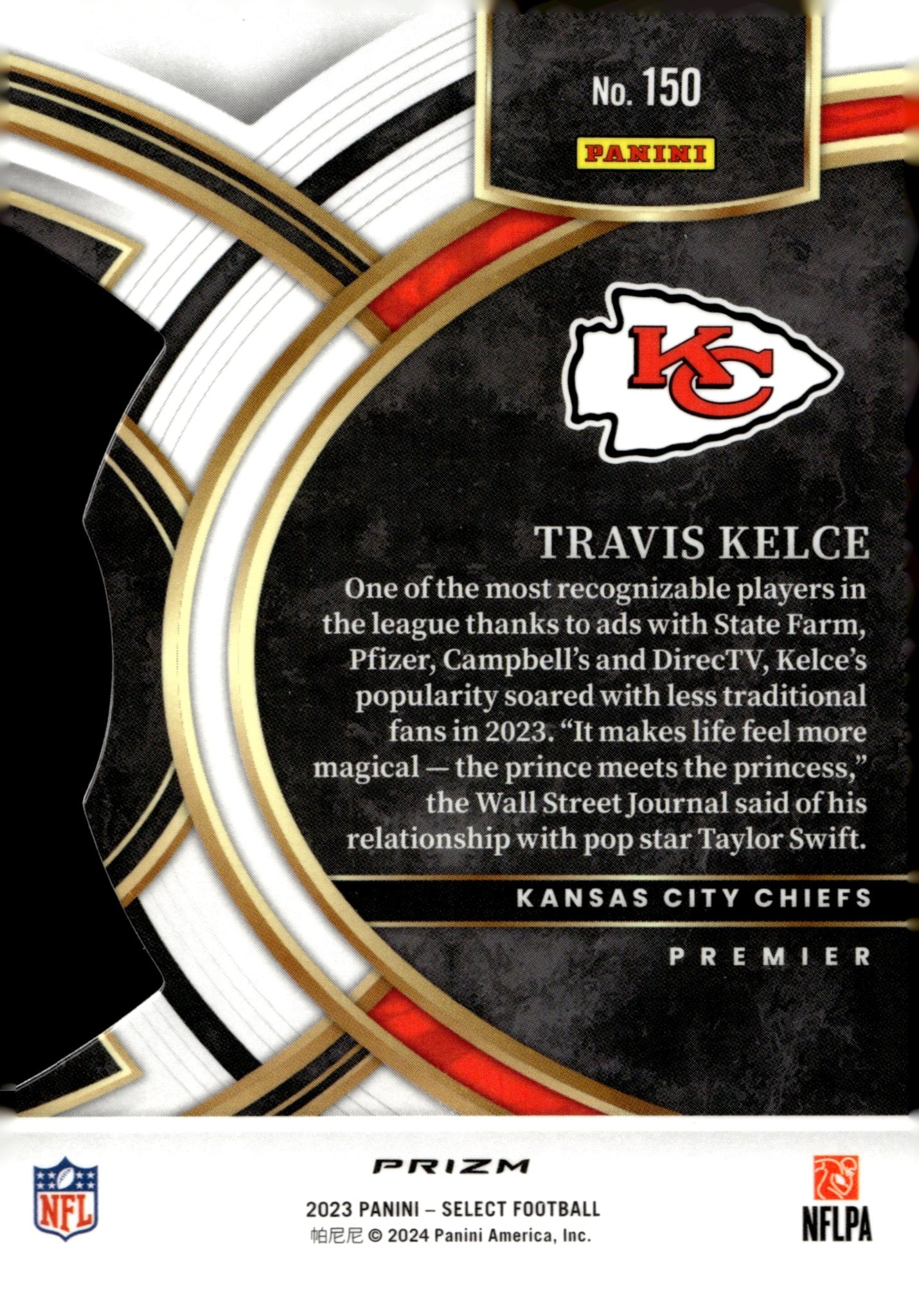 Travis Kelce 2023 Panini Select Die - Cut Tri Color Prizm #150 - Collector Store LLC