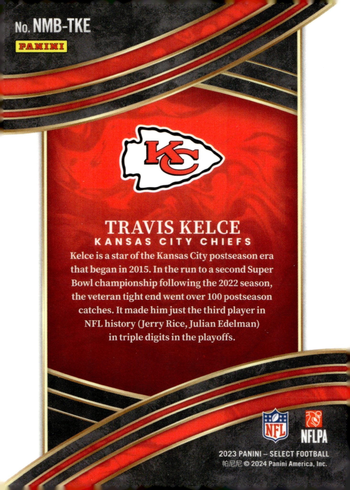 Travis Kelce 2023 Panini Select Numbers 87 #NMB - TKE #2 - Collector Store LLC