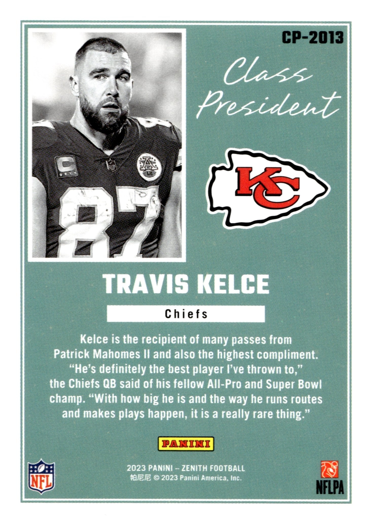Travis Kelce 2023 Panini Zenith Class President #CP - 2013 - Collector Store LLC
