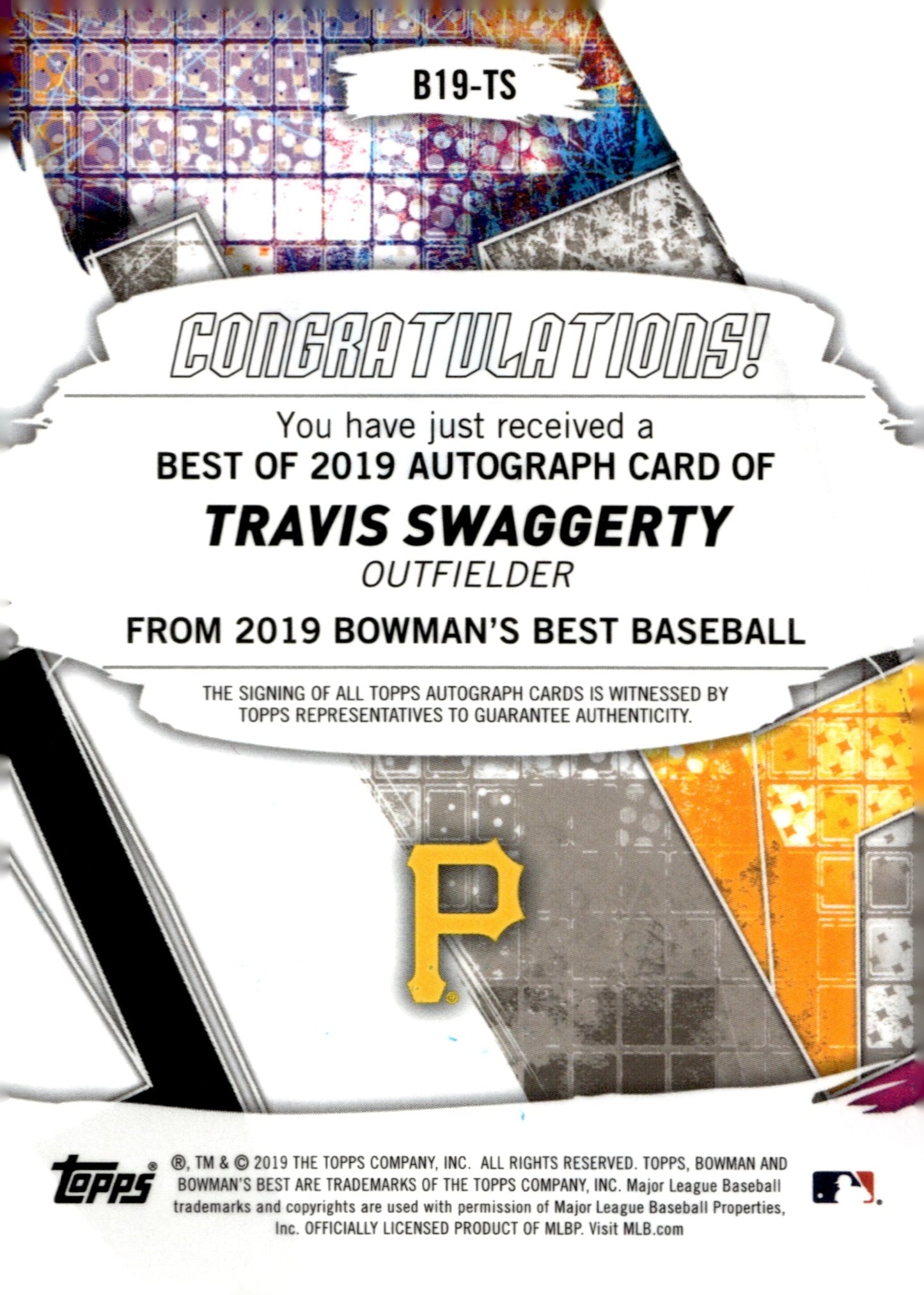 Travis Swaggerty 2019 Bowman's Best Green Refractor Auto 84/99 #B19 - TS - Collector Store LLC