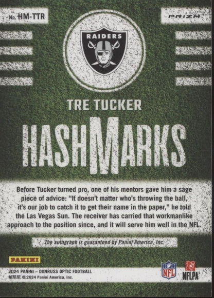 Tre Tucker 2024 Panini Donruss Optic Hashmarks Prizm Auto HM - TTR - Collector Store LLC