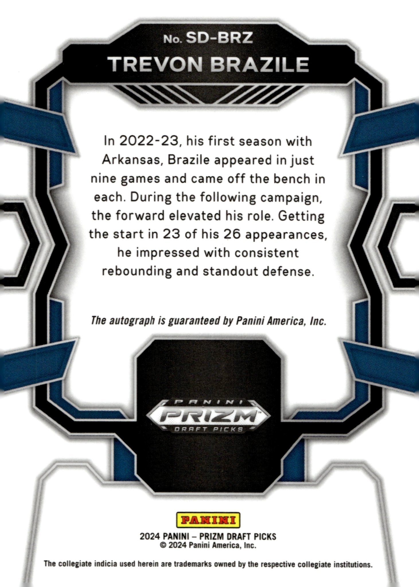 Trevon Brazile 2024 Panini Prizm Draft Picks Signing Day Auto #SD - BRZ #1 - Collector Store LLC
