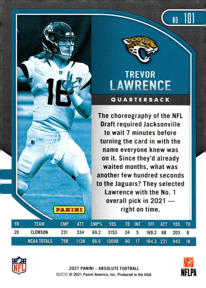 Trevor Lawrence 2021 Panini Absolute RC #101 #1 - Collector Store LLC