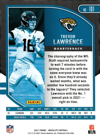 Trevor Lawrence 2021 Panini Absolute RC #101 #2 - Collector Store LLC