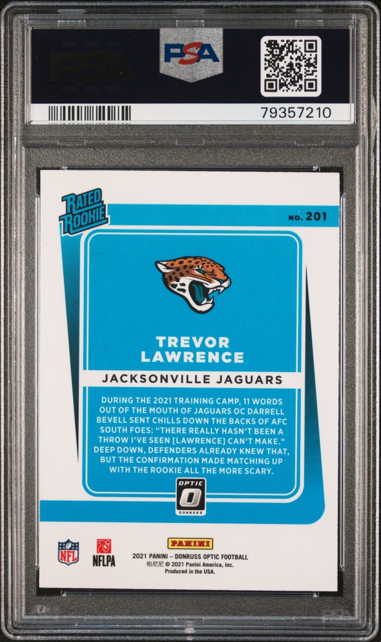 Trevor Lawrence 2021 Panini Donruss Optic Rated Rookie RC #201 PSA 10 - Collector Store LLC