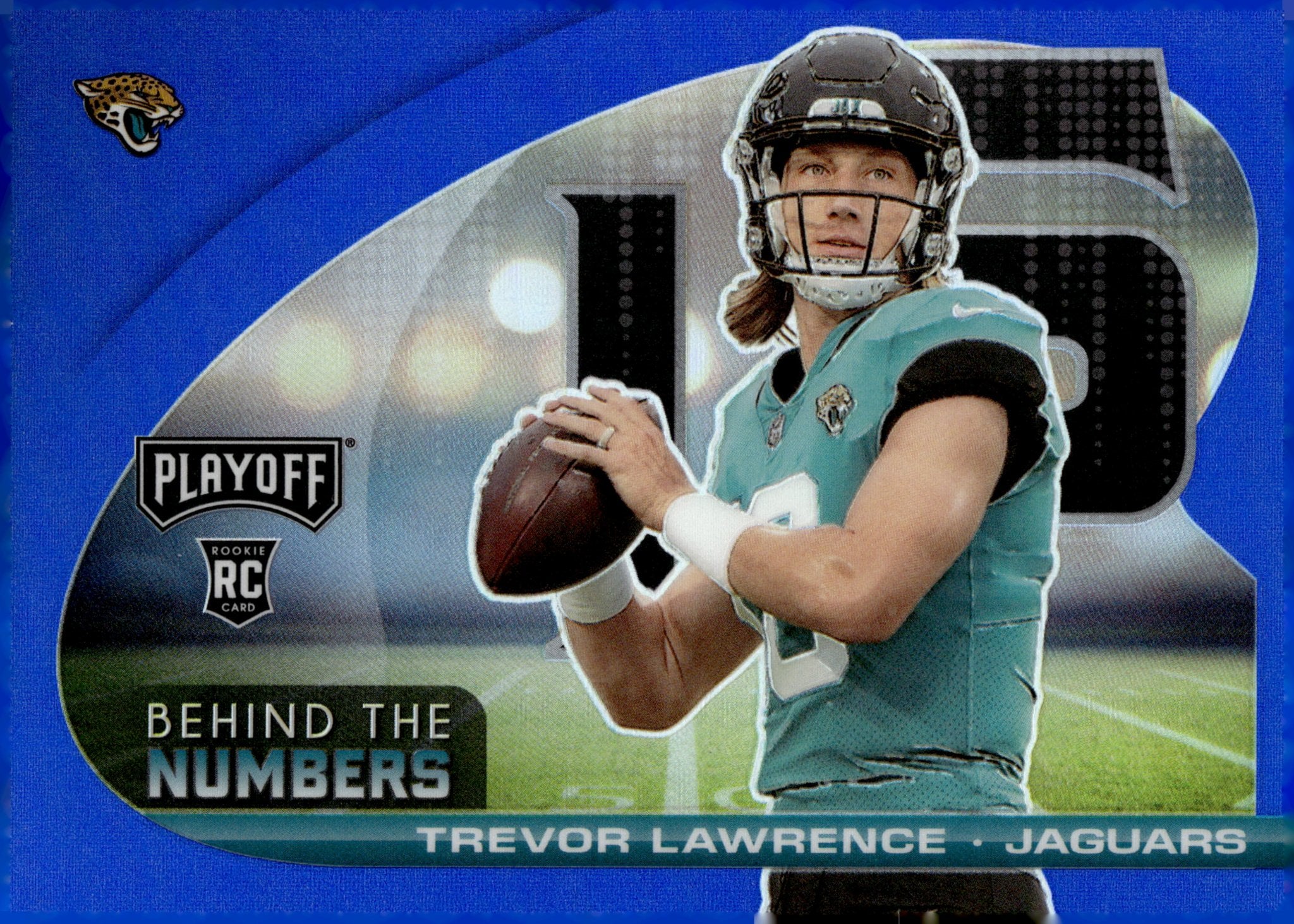 Trevor Lawrence 2021 Panini Playoff Behind the Numbers Blue Prizm RC # ...