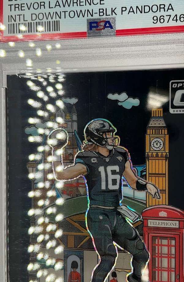 Trevor Lawrence 2023 Donruss Optic Intl Downtown Black Pandora Prizm /25 PSA 10 - Collector Store LLC