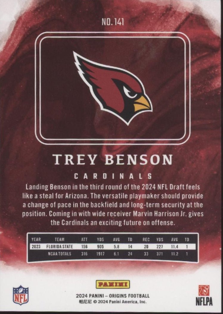 Trey Benson 2024 Panini Origins Red RC 087/299 #141 - Collector Store LLC