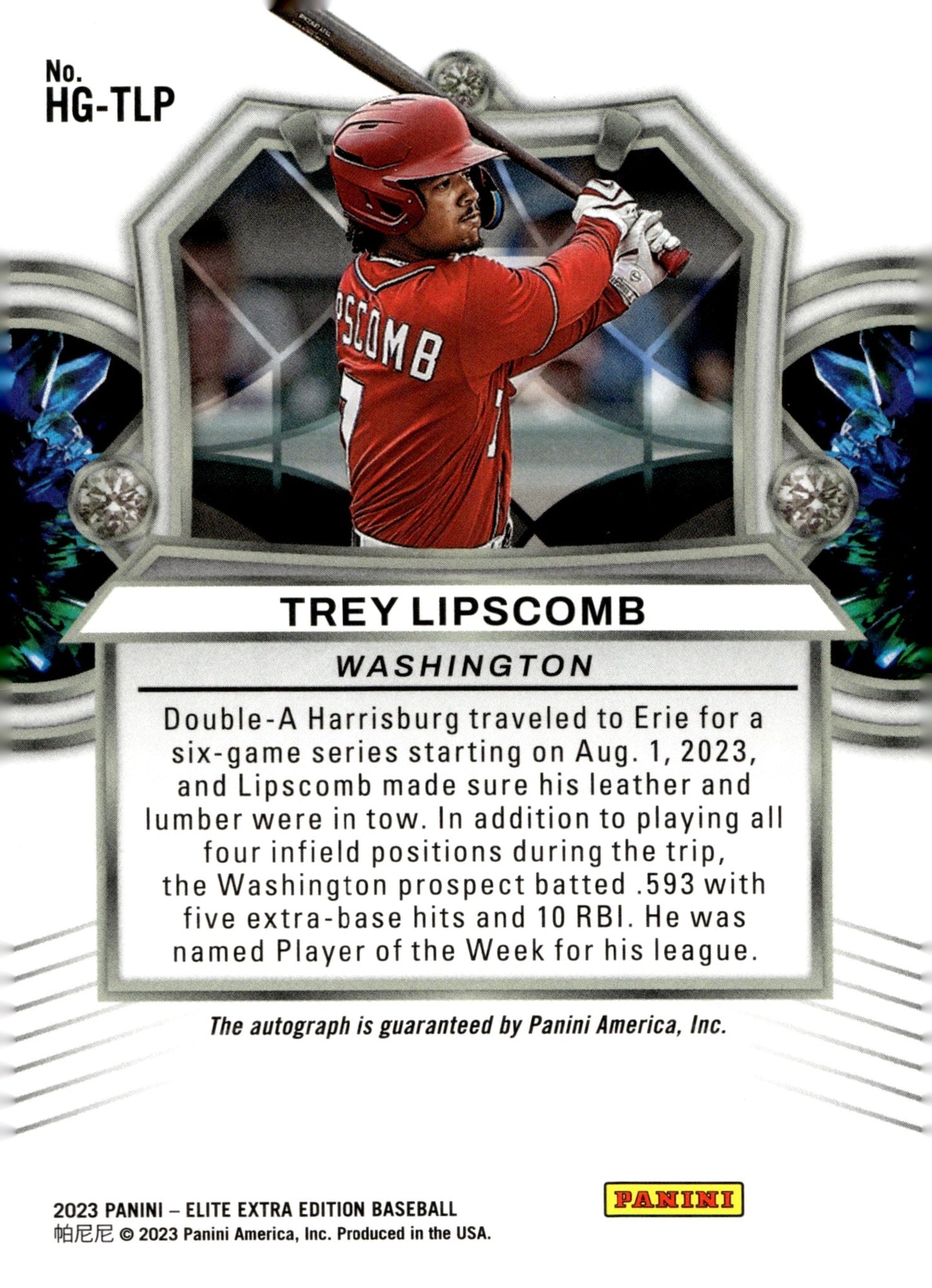 Trey Lipscomb 2023 Panini Elite Extra Hidden Gems Auto #HG - TLP - Collector Store LLC