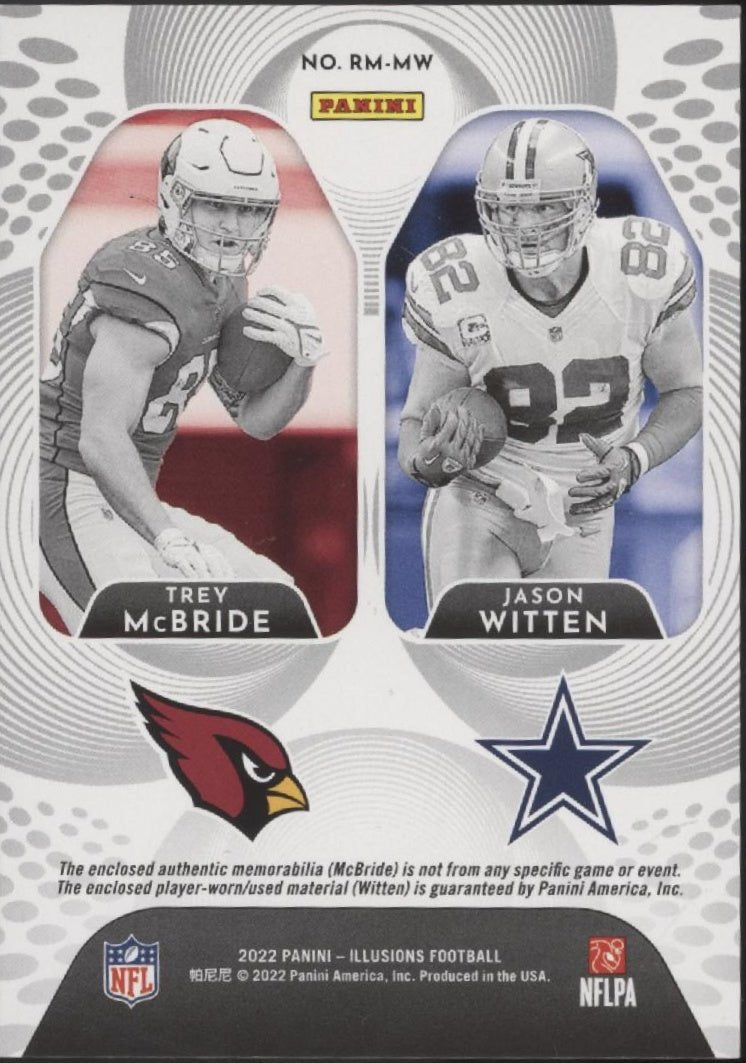 Trey McBride / Jason Witten 2022 Panini Illusions Rookie Idols Swatches #RM - MW - Collector Store LLC