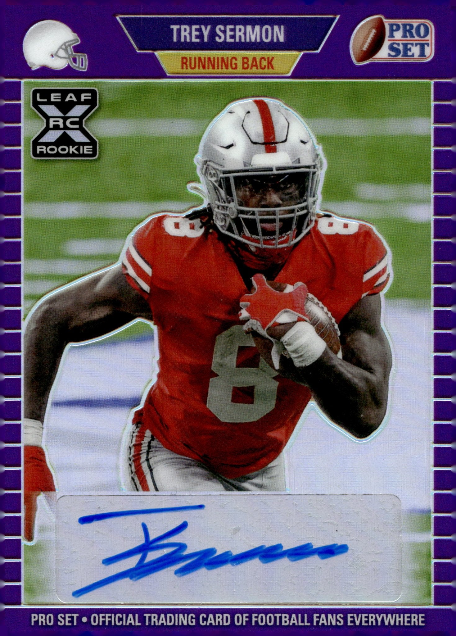 Trey Sermon 2021 Leaf Pro Set Purple Refractor RC Auto 5/50 #PA - TS1 - Collector Store LLC