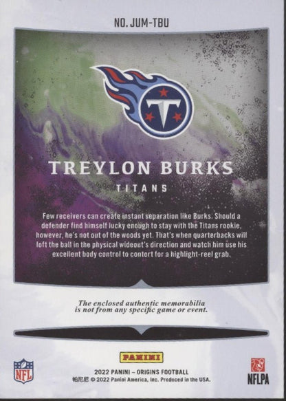 Treylon Burks 2022 Panini Origins Swatch RC 43/99 #JUM - TBU - Collector Store LLC