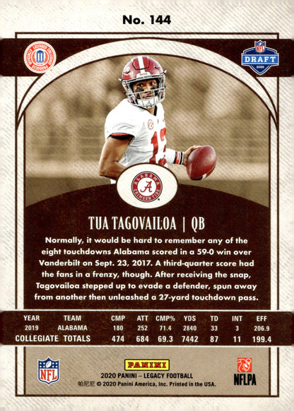 Tua Tagovailoa 2020 Panini Legacy RC #144 #2 - Collector Store LLC