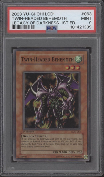 Twin - Headed Behemoth Yu - Gi - Oh! Legacy of Darkness 1st Edition PSA 9 - Collector Store LLC