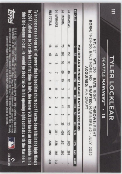 Tyler Locklear 2025 Topps Chrome Black Refractor RC 12/15 117 - Collector Store LLC