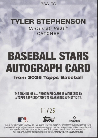 Tyler Stephenson 2025 Topps Series 1 Baseball Stars Orange Auto 11/25 #BSA - TS - Collector Store LLC
