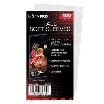 Ultra Pro: 2 - 1/2" x 4 - 3/4" Tall Card Soft Sleeves (100ct) - Collector Store LLC