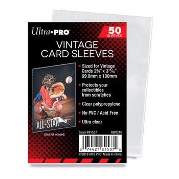 Ultra Pro: 2 - 3/4" x 3 - 15/16" Vintage Card Sleeves - Collector Store LLC