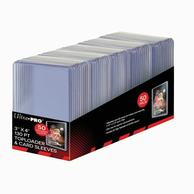 Ultra Pro: 3" x 4" Super Thick 130pt Toploaders & Thick Card Sleeves Combo (50ct) for Standard Size Cards - Collector Store LLC