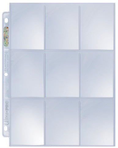 Ultra Pro: 9 - Pocket for 2 - 1/2" x 3 - 1/2" Standard Size Cards Platinum Series Pocket Pages (100ct) - Collector Store LLC