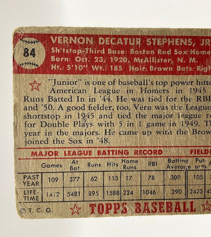 Vern Stephens 1952 #84 Boston Red Sox PR #2 - Collector Store LLC