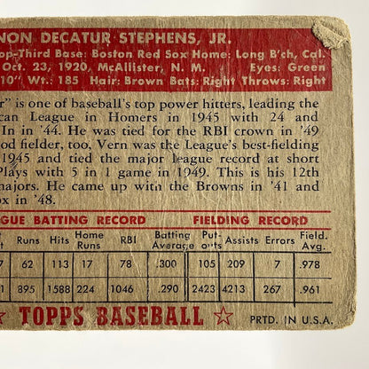 Vern Stephens 1952 #84 Boston Red Sox PR #2 - Collector Store LLC