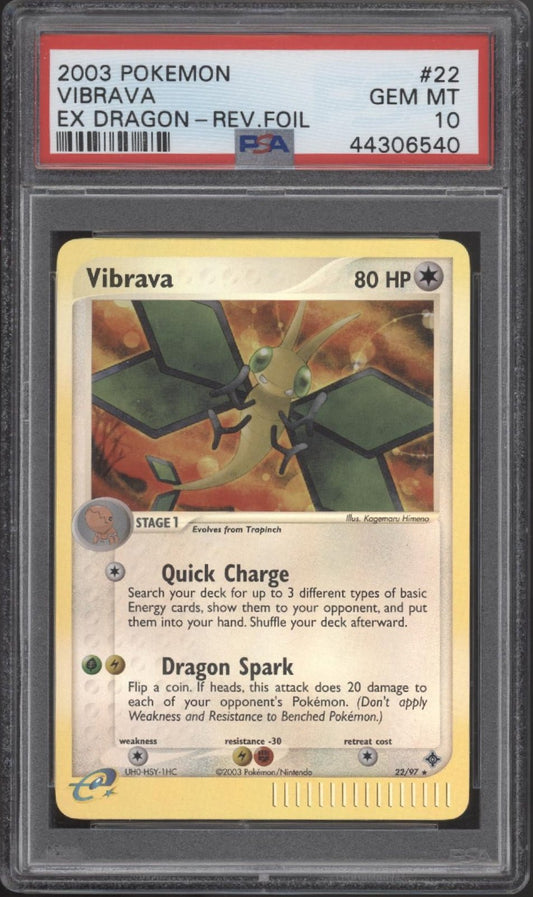 Vibrava Pokemon EX Dragon Reverse Holo #22 PSA 10 - Collector Store LLC