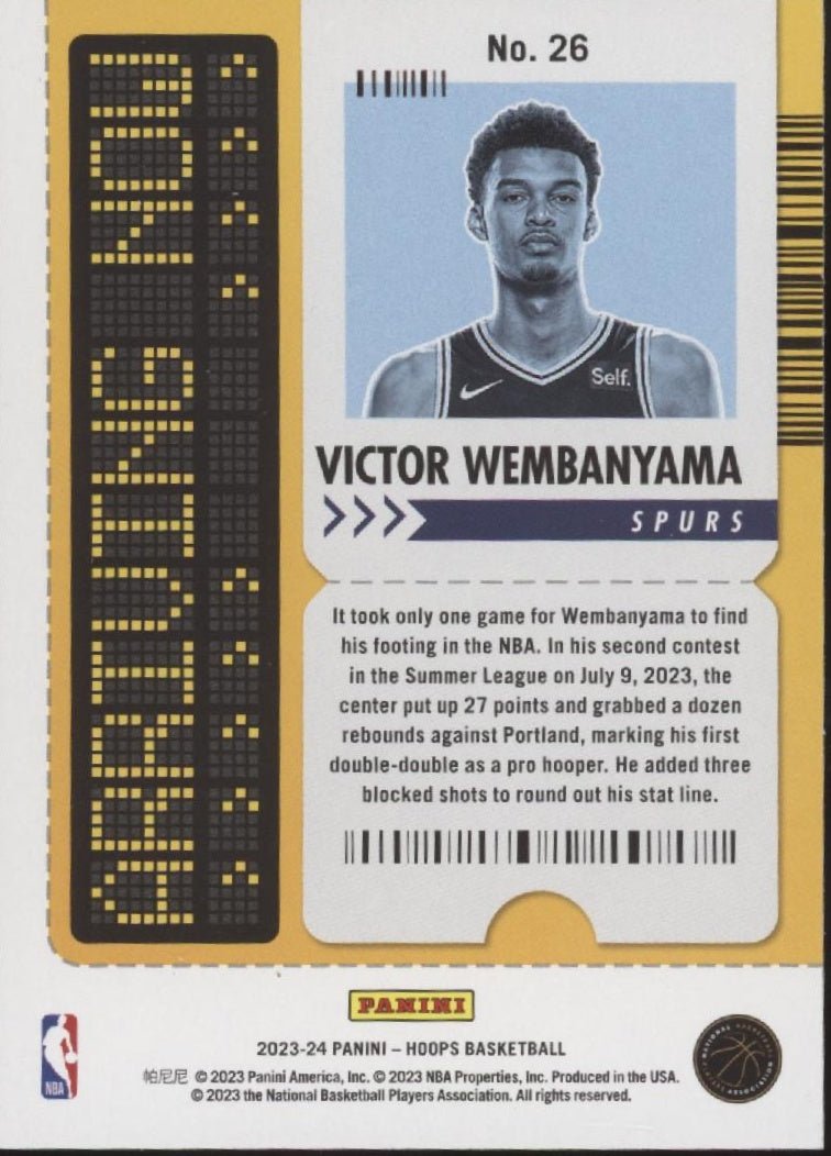 Victor Wembanyama 2023 - 24 Panini Hoops Arriving Now Silver RC #26 #1 - Collector Store LLC