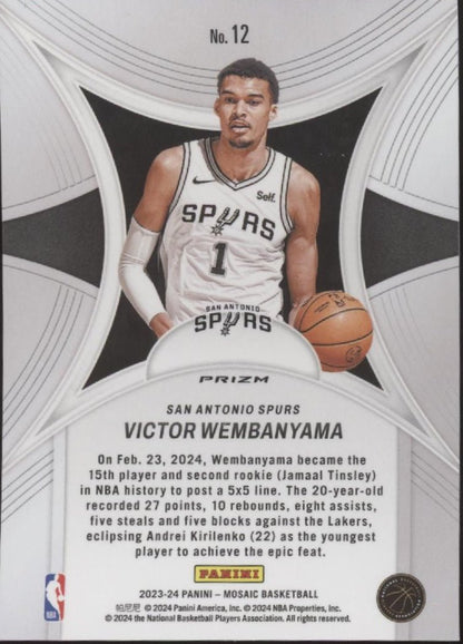 Victor Wembanyama 2023 - 24 Panini Mosaic Epic Performers Prizm RC #12 - Collector Store LLC