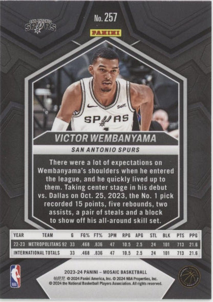 Victor Wembanyama 2023 - 24 Panini Mosaic NBA Debut RC #257 #2 - Collector Store LLC