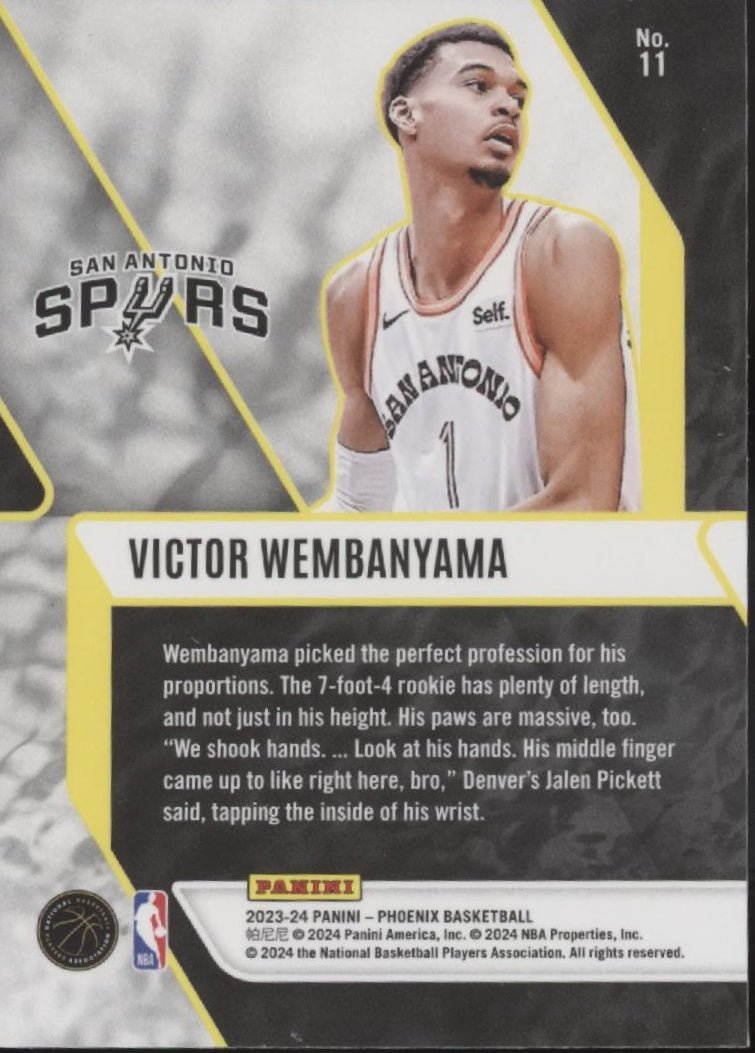 Victor Wembanyama 2023 - 24 Panini Phoenix Fade to Black Purple Atomic RC #11 - Collector Store LLC