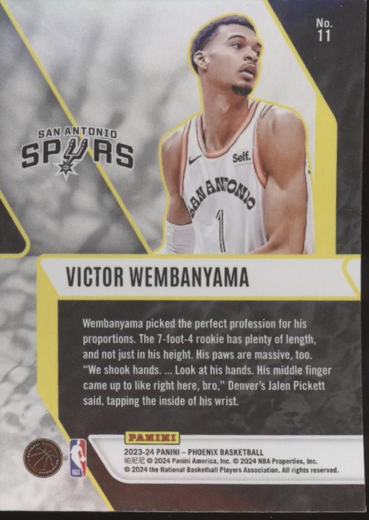 Victor Wembanyama 2023 - 24 Panini Phoenix Fade to Black RC #11 - Collector Store LLC