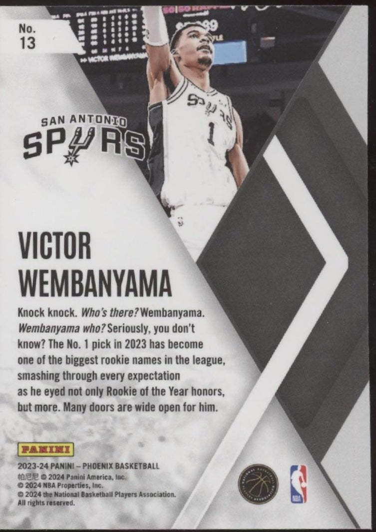 Victor Wembanyama 2023 - 24 Panini Phoenix Instant Phenom RC #13 - Collector Store LLC