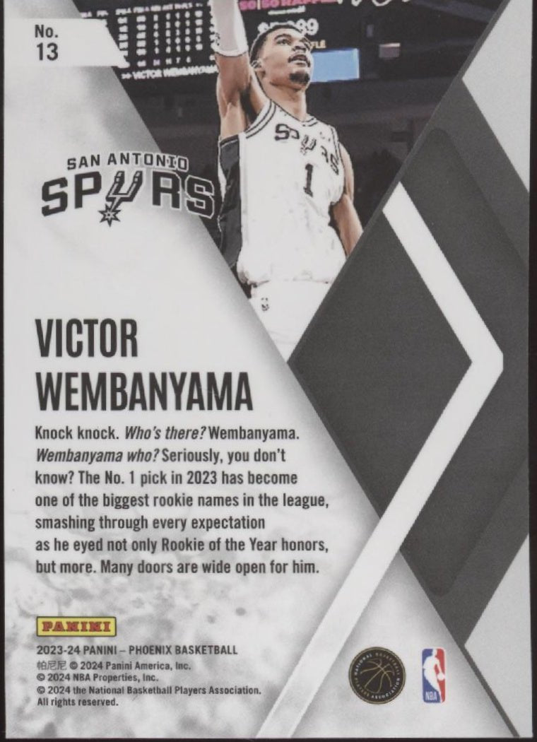 Victor Wembanyama 2023 - 24 Panini Phoenix Instant Phenom RC #13 - Collector Store LLC