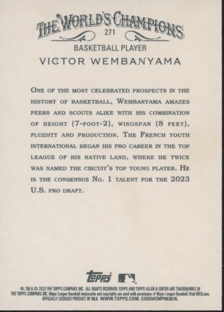 Victor Wembanyama 2023 Topps Allen & Ginter #271 #1 - Collector Store LLC