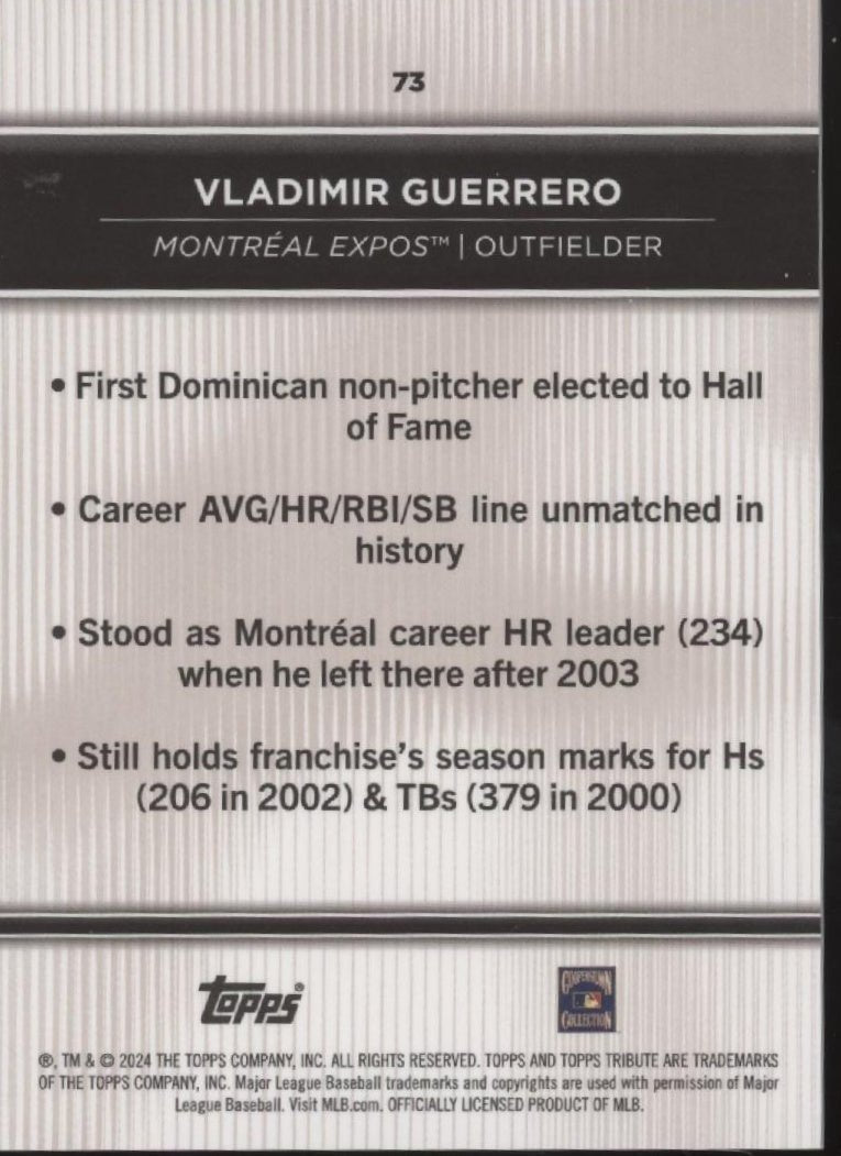 Vladimir Guerrero 2024 Topps Tribute #73 - Collector Store LLC