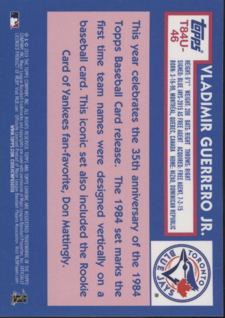 Vladimir Guerrero Jr. 2019 Topps Chrome 35th Anniversary White Mojo Refractor RC - Collector Store LLC