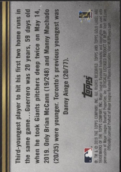 Vladimir Guerrero Jr. 2019 Topps Gold Label Class 2 RC #99 - Collector Store LLC