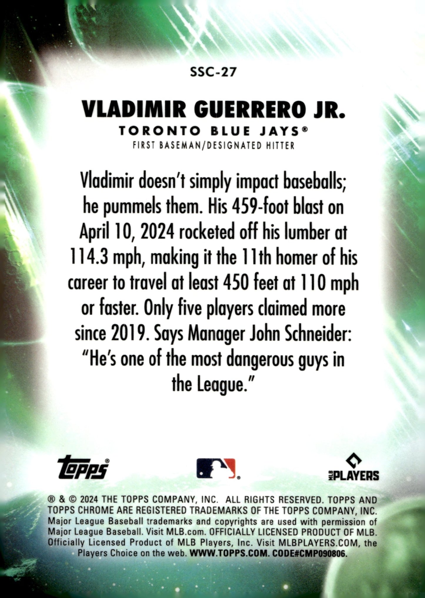 Vladimir Guerrero Jr. 2024 Topps Chrome Stratospheric Stars #SSC - 27 - Collector Store LLC
