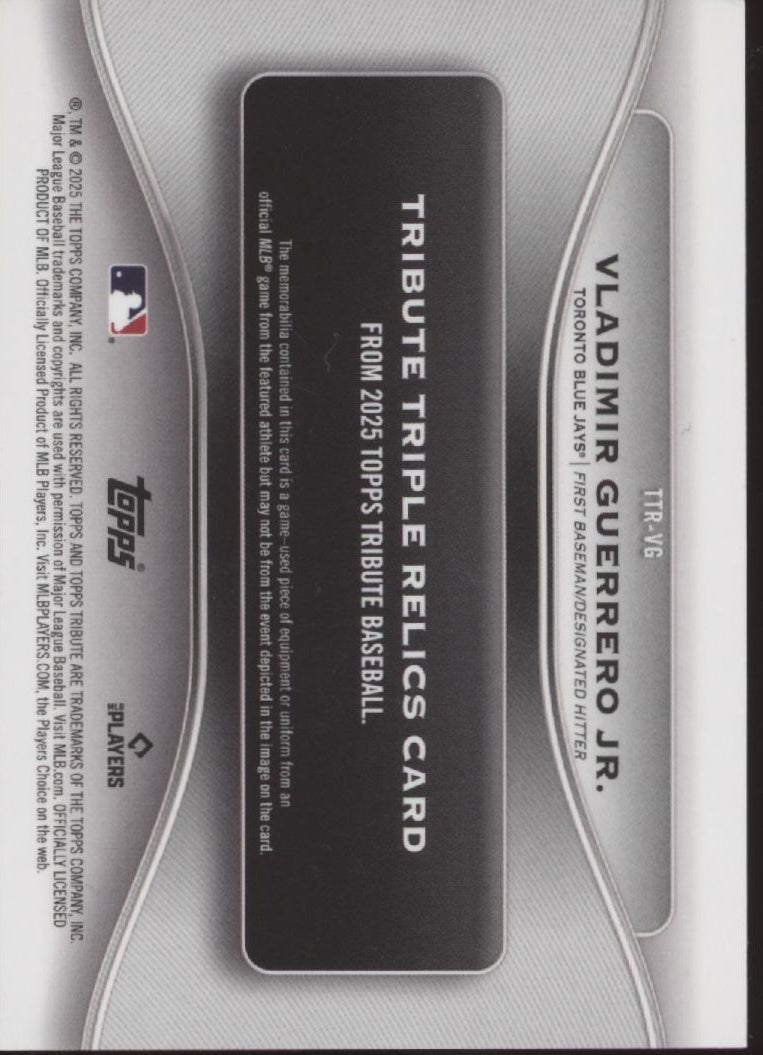 Vladimir Guerrero Jr. 2025 Topps Tribute Green Swatches 30/99 TTR - VG - Collector Store LLC