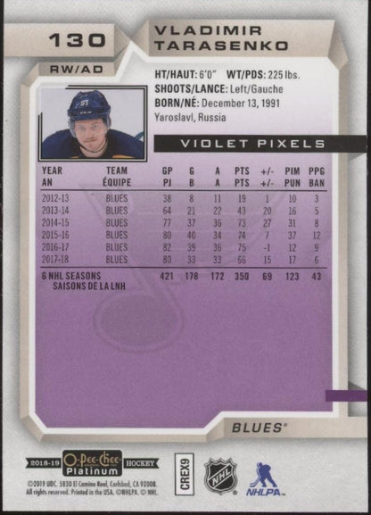 Vladimir Tarasenko 2018 - 19 O - Pee - Chee Platinum Purple 130 - Collector Store LLC
