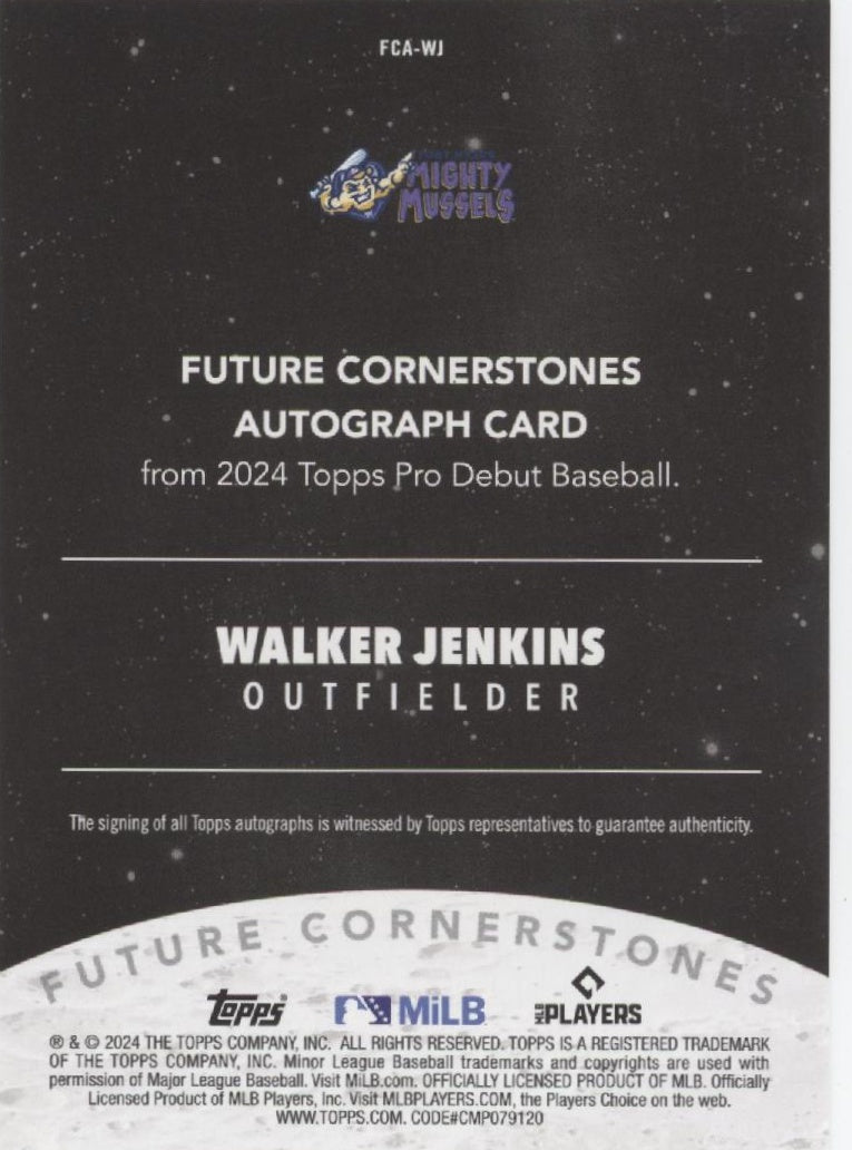 Walker Jenkins 2024 Topps Pro Debut Future Cornerstones Orange Foil Auto 09/25 - Collector Store LLC