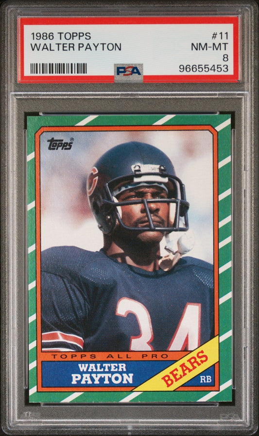 Walter Payton 1986 Topps #11 PSA 8 - Collector Store LLC